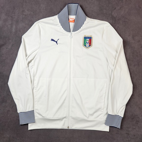 Puma Italia Track Jacket Mens Large White Full Zip Soccer Football Sports - Picture 1 of 15